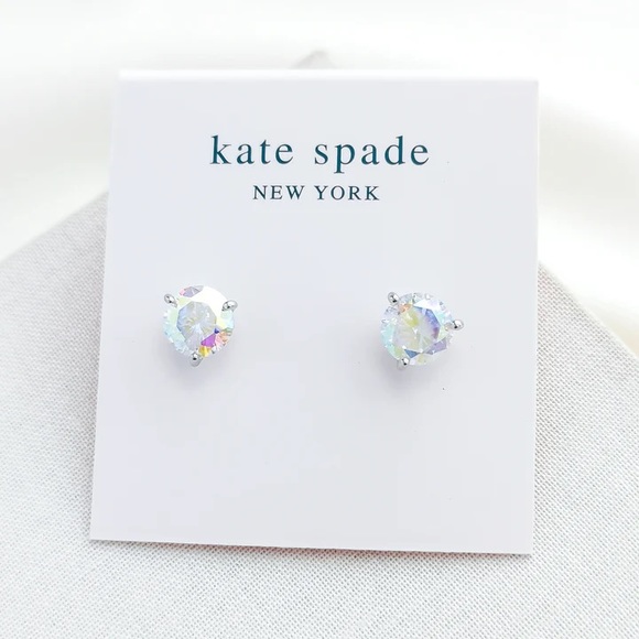 KATE SPADE • Brilliant Statements Clear Tri-Prong Stud Earrings - Picture 6 of 7